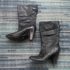 Frye Black Leather Heeled Boots